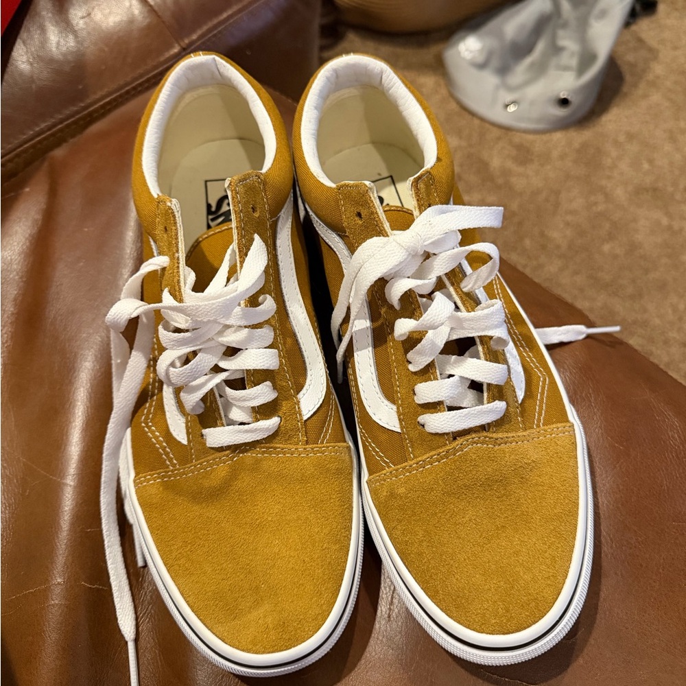 Vans Mustard Yellow and White Sneakers